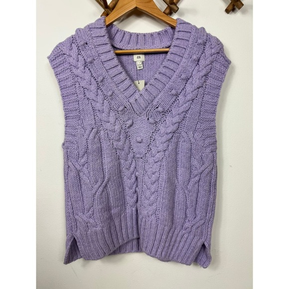 River Island Chunky Mixed Stitch Sleeveless Sweater in Purple Size S - Picture 2 of 8